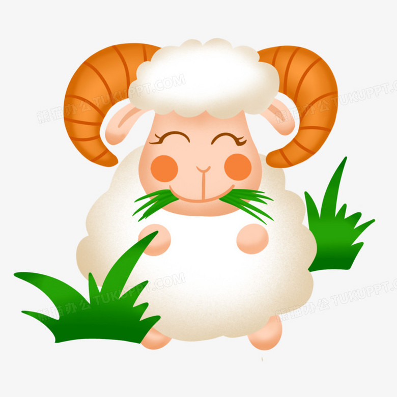 卡通兒童插畫(huà)小羊吃草素材